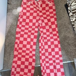 Zara checkered high waist wide leg jeans